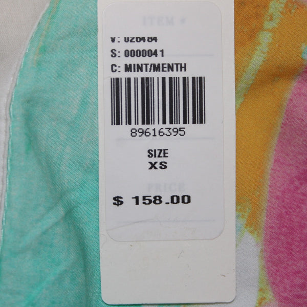 Maeve Dress NEW $158 Sz XS Mint Green White Multi Buttons Collared 100% Rayon