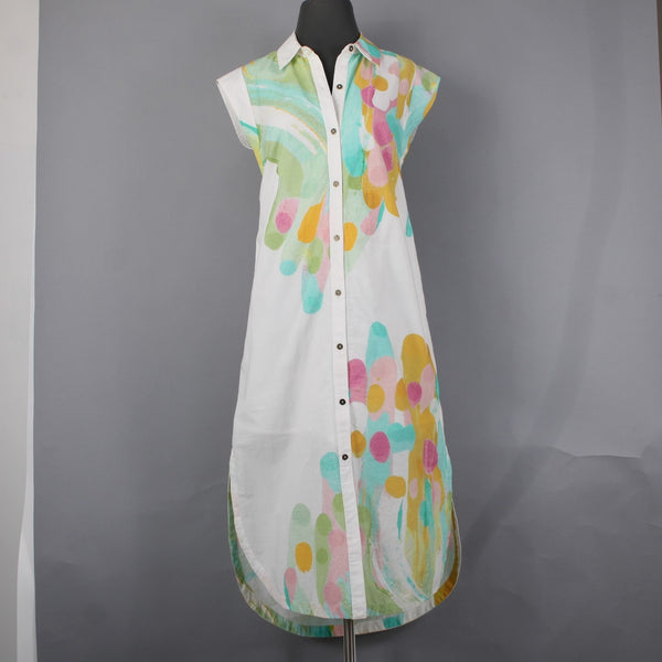 Maeve Dress NEW $158 Sz XS Mint Green White Multi Buttons Collared 100% Rayon