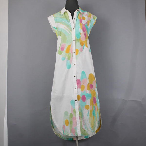 Maeve Dress NEW $158 Sz XS Mint Green White Multi Buttons Collared 100% Rayon