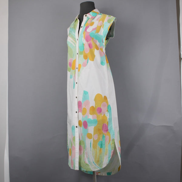 Maeve Dress NEW $158 Sz XS Mint Green White Multi Buttons Collared 100% Rayon
