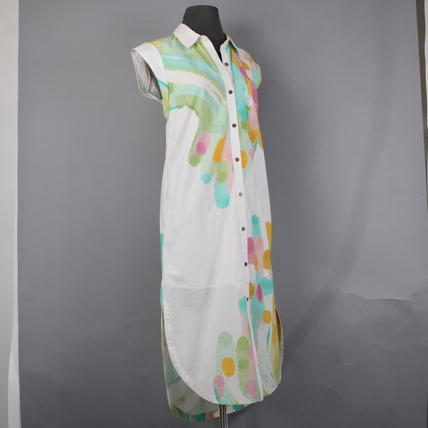 Maeve Dress NEW $158 Sz XS Mint Green White Multi Buttons Collared 100% Rayon