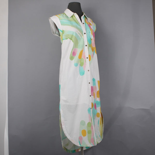 Maeve Dress NEW $158 Sz XS Mint Green White Multi Buttons Collared 100% Rayon
