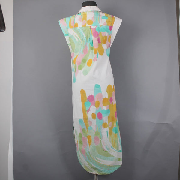 Maeve Dress NEW $158 Sz XS Mint Green White Multi Buttons Collared 100% Rayon