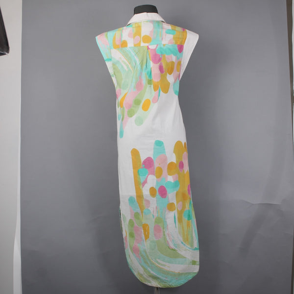 Maeve Dress NEW $158 Sz XS Mint Green White Multi Buttons Collared 100% Rayon