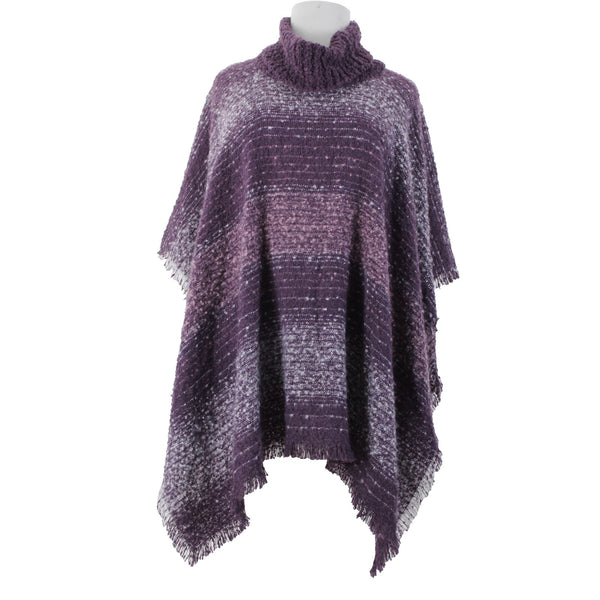 Nine West NEW Purple White Striped Boucle Topper Polyester Wrap Cape Sweater