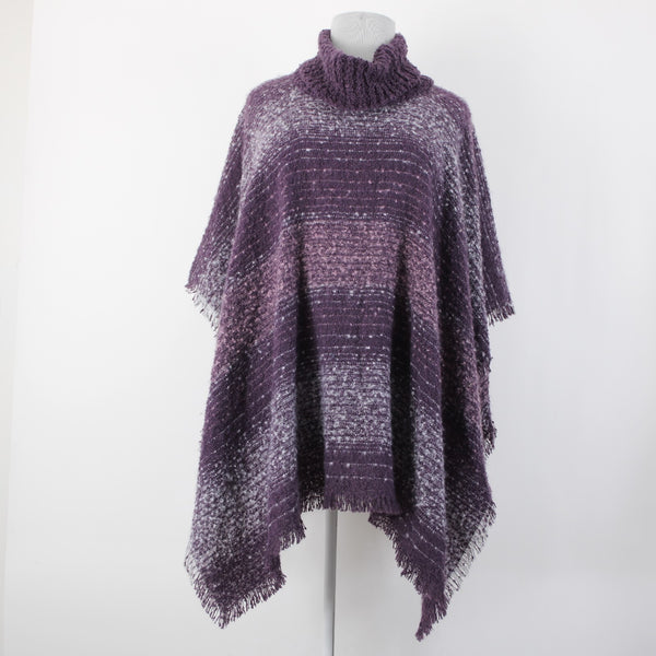 Nine West NEW Purple White Striped Boucle Topper Polyester Wrap Cape Sweater