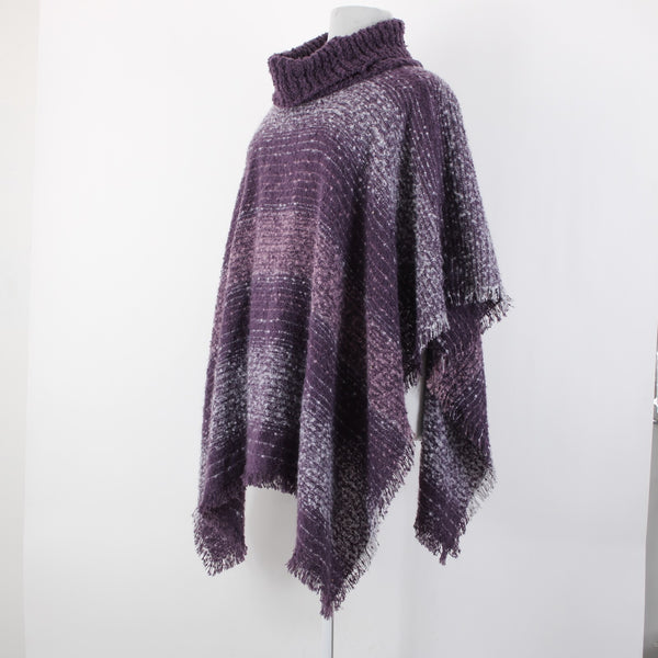 Nine West NEW Purple White Striped Boucle Topper Polyester Wrap Cape Sweater