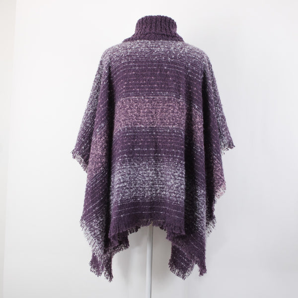Nine West NEW Purple White Striped Boucle Topper Polyester Wrap Cape Sweater