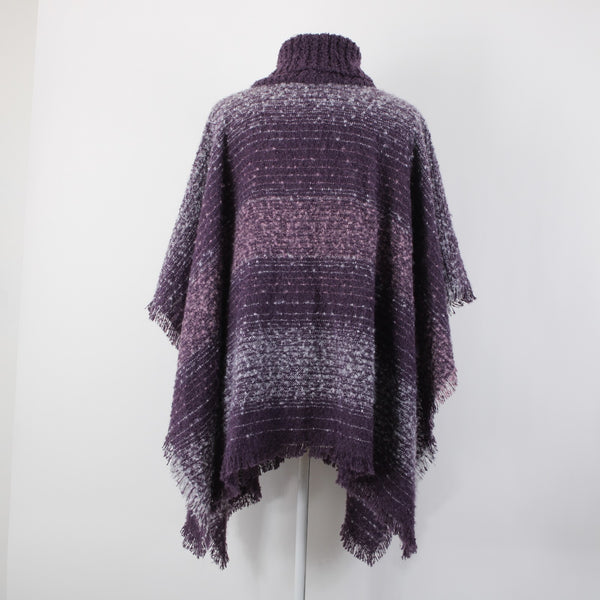 Nine West NEW Purple White Striped Boucle Topper Polyester Wrap Cape Sweater