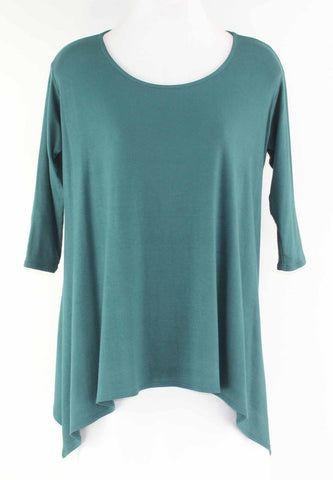 Stella Laguna Beach Sz S Teal Green Asymmetric Hem Rayon Spandex Knit Top