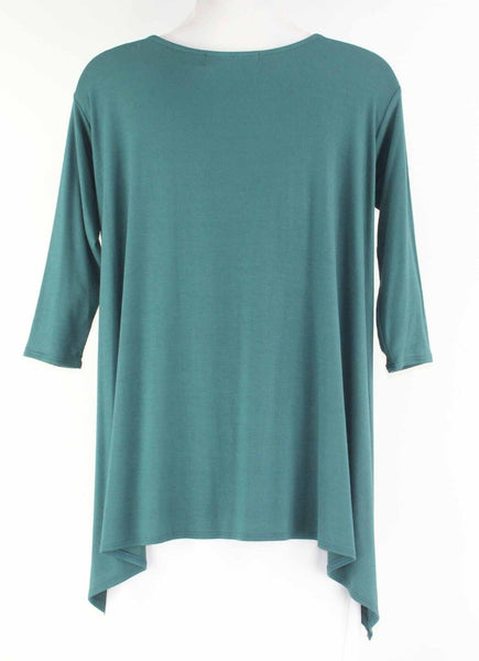 Stella Laguna Beach Sz S Teal Green Asymmetric Hem Rayon Spandex Knit Top