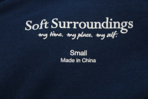 Soft Surroundings Sz S Navy Blue Multi Sheer Poly Lined Rayon Blend Dress