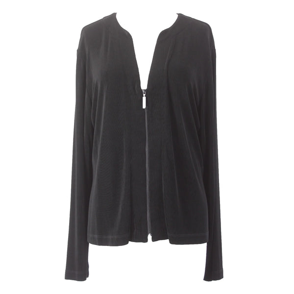 Chicos Jacket Travelers Sz 3 Black Full Zipper Acetate Spandex Jacket