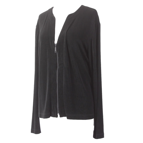 Chicos Jacket Travelers Sz 3 Black Full Zipper Acetate Spandex Jacket