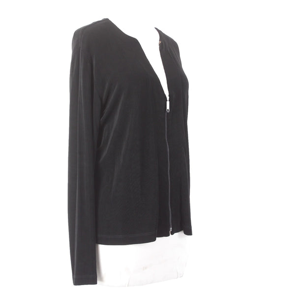 Chicos Jacket Travelers Sz 3 Black Full Zipper Acetate Spandex Jacket