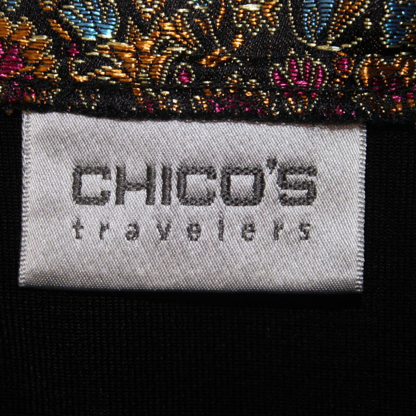 Chicos Jacket Travelers Sz 3 Black Full Zipper Acetate Spandex Jacket