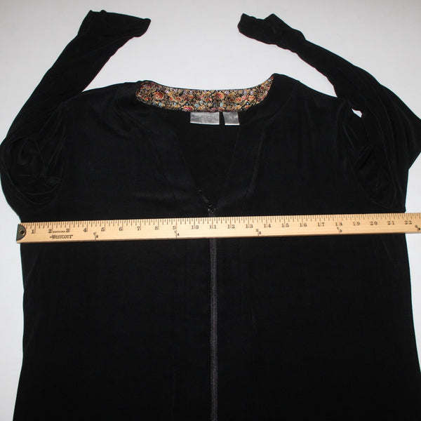 Chicos Jacket Travelers Sz 3 Black Full Zipper Acetate Spandex Jacket
