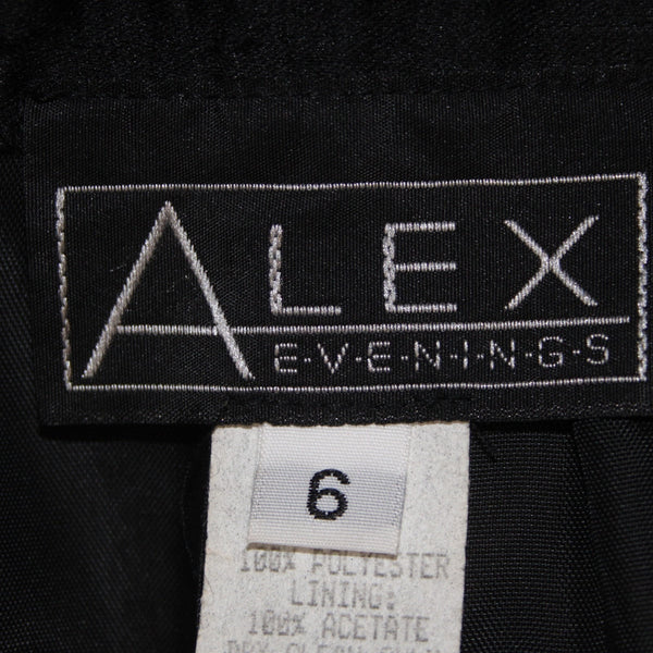 Alex Evenings Skirt Sz 6 Black Satin Leg Slit Lined Polyester Acetate Skirt