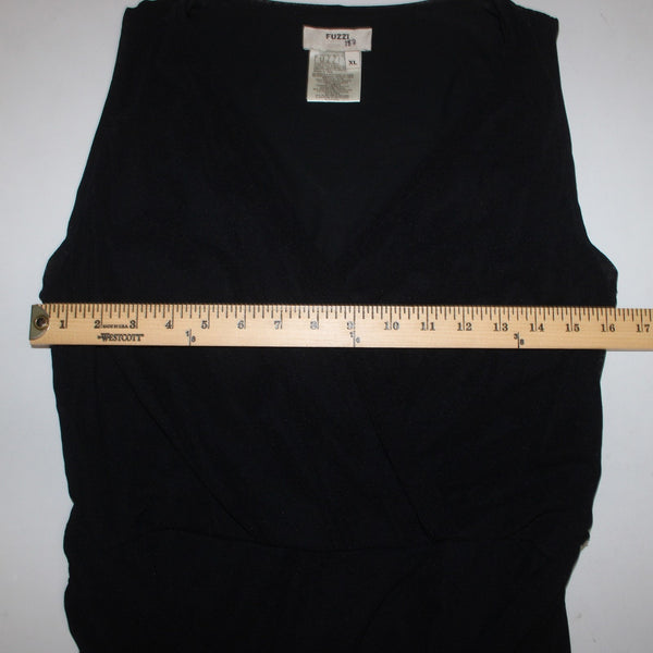 Fuzzi Jumpsuit Sz XL Black V Neck Sleeveless 100% Polyamid Nylon Jumpsuit