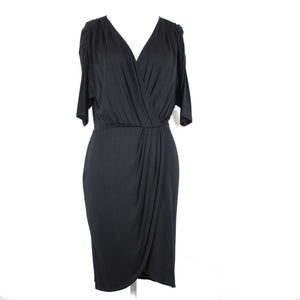 Weston Wear NEW $107 Lilly Sz S Black V Neck Asymm Rayon Spandex Bodycon Dress