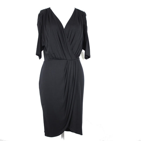 Weston Wear NEW $107 Lilly Sz S Black V Neck Asymm Rayon Spandex Bodycon Dress