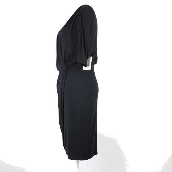 Weston Wear NEW $107 Lilly Sz S Black V Neck Asymm Rayon Spandex Bodycon Dress