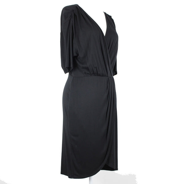 Weston Wear NEW $107 Lilly Sz S Black V Neck Asymm Rayon Spandex Bodycon Dress