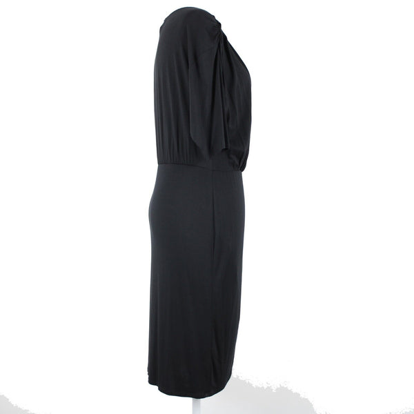 Weston Wear NEW $107 Lilly Sz S Black V Neck Asymm Rayon Spandex Bodycon Dress