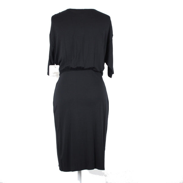 Weston Wear NEW $107 Lilly Sz S Black V Neck Asymm Rayon Spandex Bodycon Dress
