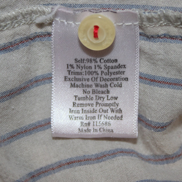 Johnny Was Workshop Top Sz L Cream Tan Multicolor Embroidered Buttons Cotton Top