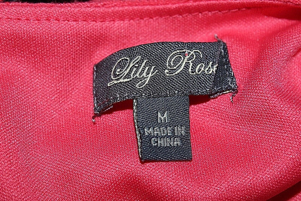 Lily Rose M Coral Black Textured Vegan Leather Belt Spandex Polyester Dress