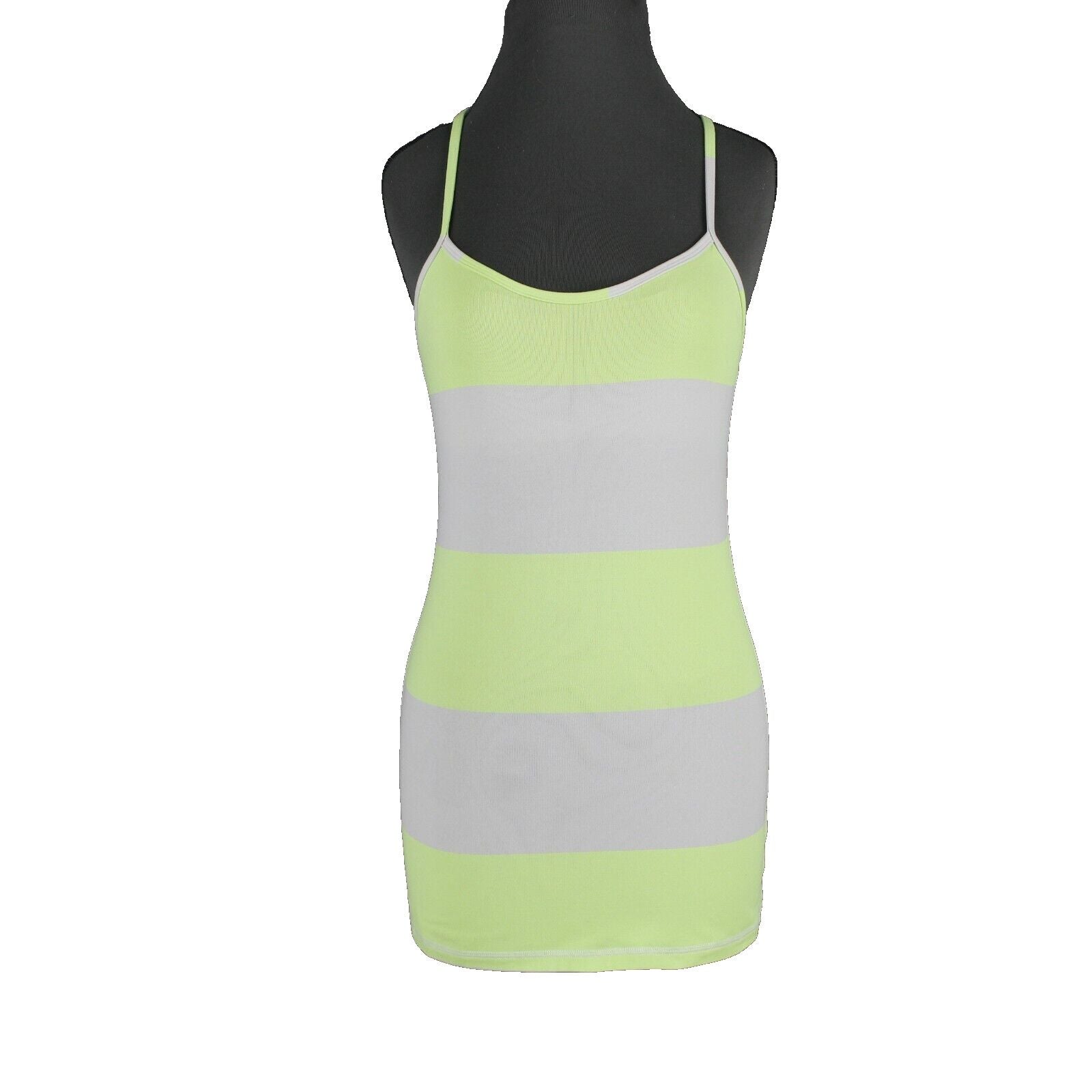 Lululemon Sz 6 Gray Lime Racerback Striped Spandex Active Wear Top