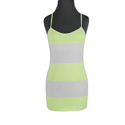 Lululemon Sz 6 Gray Lime Racerback Striped Spandex Active Wear Top