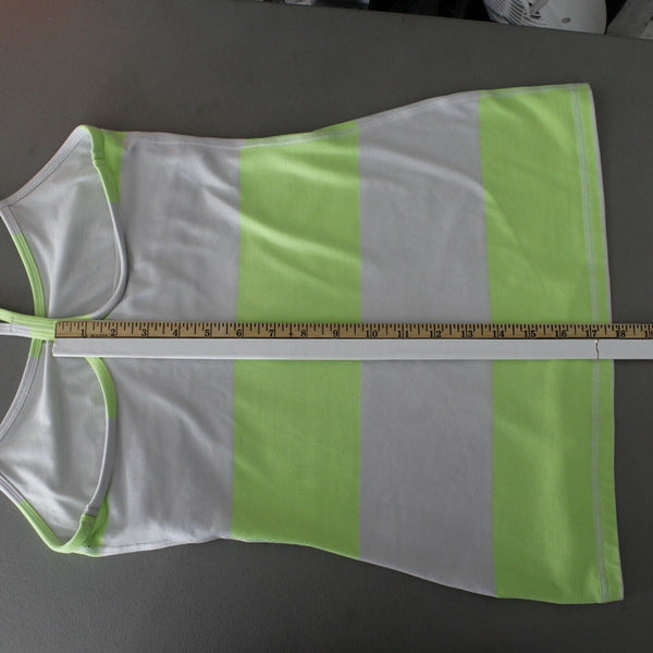 Lululemon Sz 6 Gray Lime Racerback Striped Spandex Active Wear Top