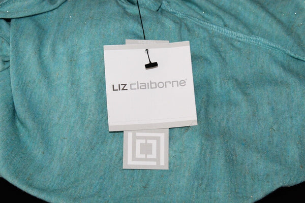 Liz Claiborne NEW $36 Sz XL Blue Lagoon Heather Gold Shimmer Rayon Blend Top