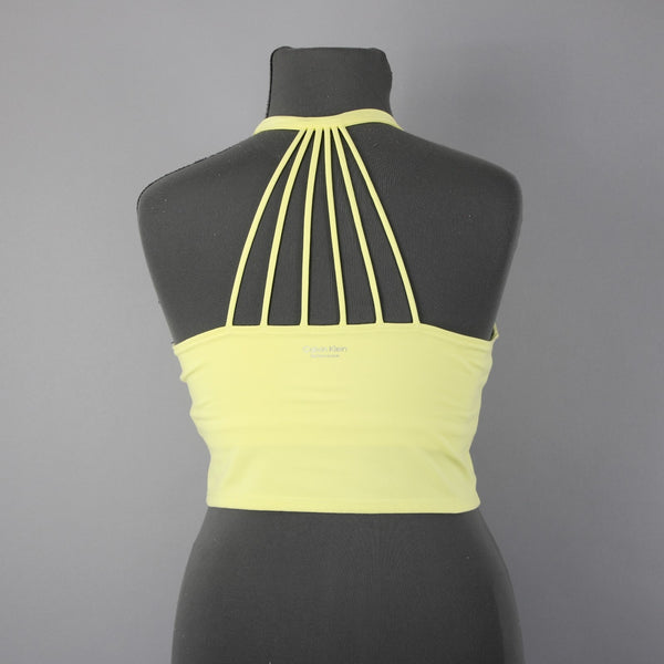 Calvin Klein Performance NEW $49 Sz XL Lem Lime Green Cage Back Poly Spandex Top