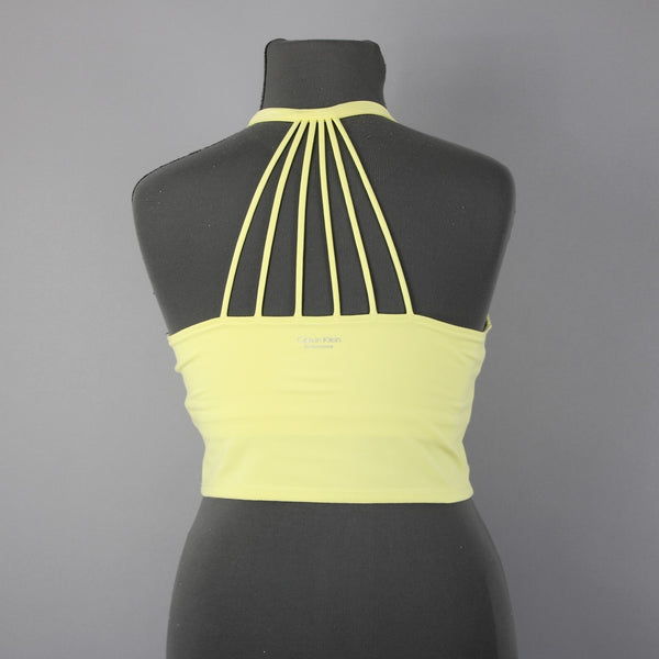 Calvin Klein Performance NEW $49 Sz XL Lem Lime Green Cage Back Poly Spandex Top