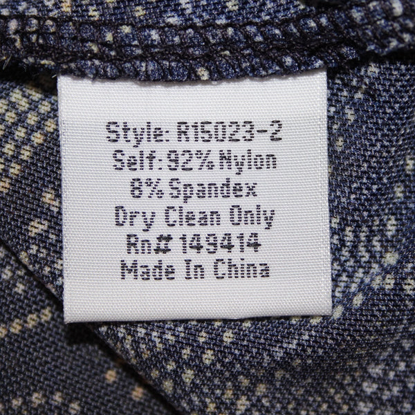 Johnny Was Top Sz L Navy Blue Multi Color Sheer Floral Nylon Spandex Top