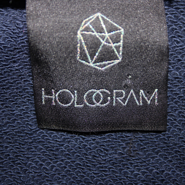 Hologram Sz XS Navy Gray Gunmetal Tie Dye Cold Shoulder 100% Cotton Sweater