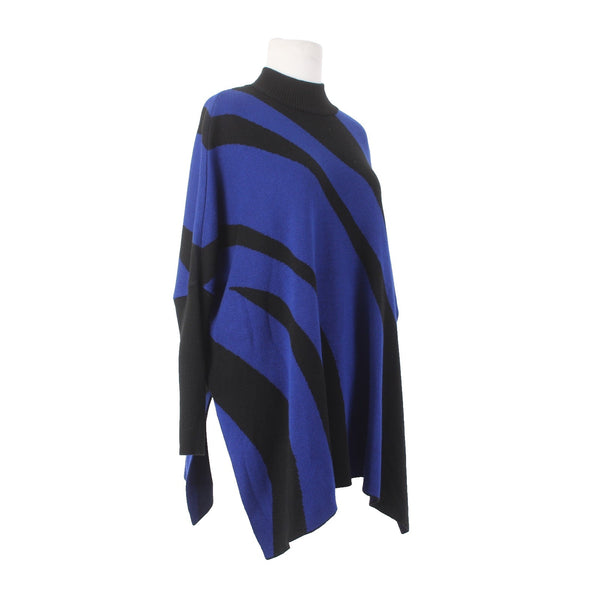 Chicos Sweater NEW $109 Sz XXS Black Royal Poncho Mock Neck Acrylic Viscose