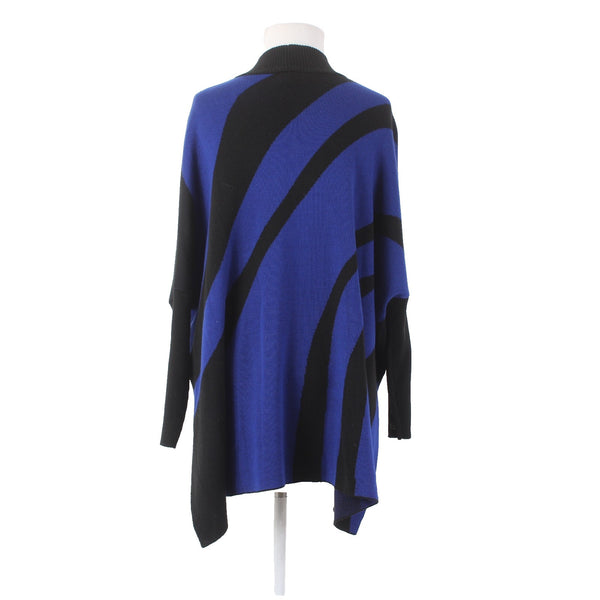 Chicos Sweater NEW $109 Sz XXS Black Royal Poncho Mock Neck Acrylic Viscose