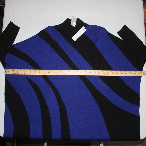 Chicos Sweater NEW $109 Sz XXS Black Royal Poncho Mock Neck Acrylic Viscose