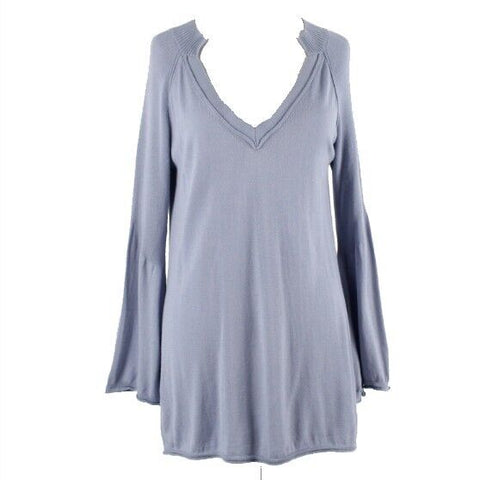CAbi Sz XS Lavender Bell Sleeve V Neck Cotton Viscose Knit Top