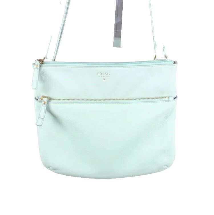 Fossil 11 x 10 x 2 Mint Green Inner Outer Pockets Adj Strap Leather Purse