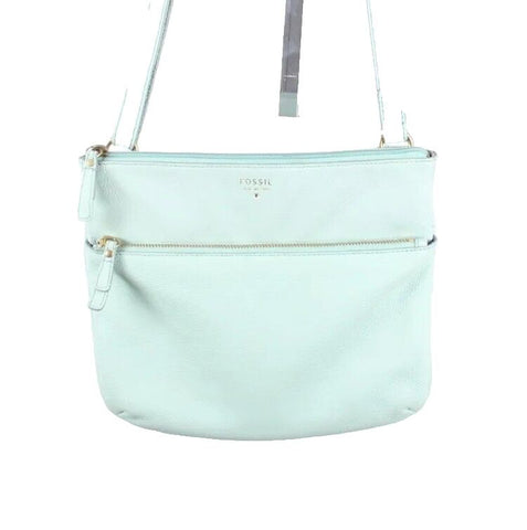 Fossil 11 x 10 x 2 Mint Green Inner Outer Pockets Adj Strap Leather Purse