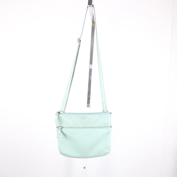Fossil 11 x 10 x 2 Mint Green Inner Outer Pockets Adj Strap Leather Purse
