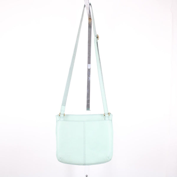Fossil 11 x 10 x 2 Mint Green Inner Outer Pockets Adj Strap Leather Purse