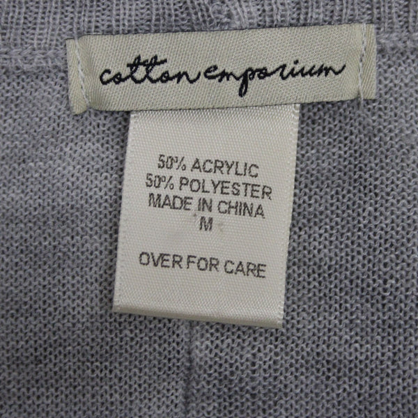 Cotton Emporium Sz M Gray Heathered Cold Shoulder Sleeve Acrylic Blend Sweater