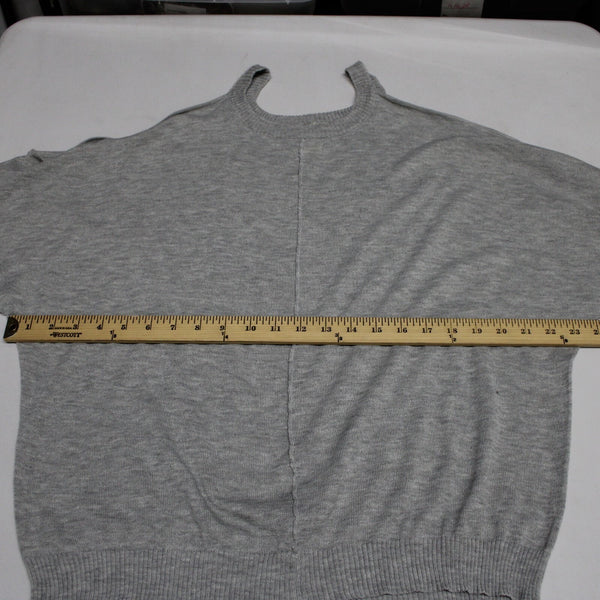 Cotton Emporium Sz M Gray Heathered Cold Shoulder Sleeve Acrylic Blend Sweater