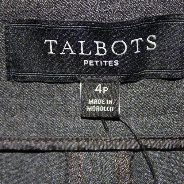 Talbots Heritage NEW Sz 4P Medium Charcoal Gray Flat Front Poly Rayon Blend Pant